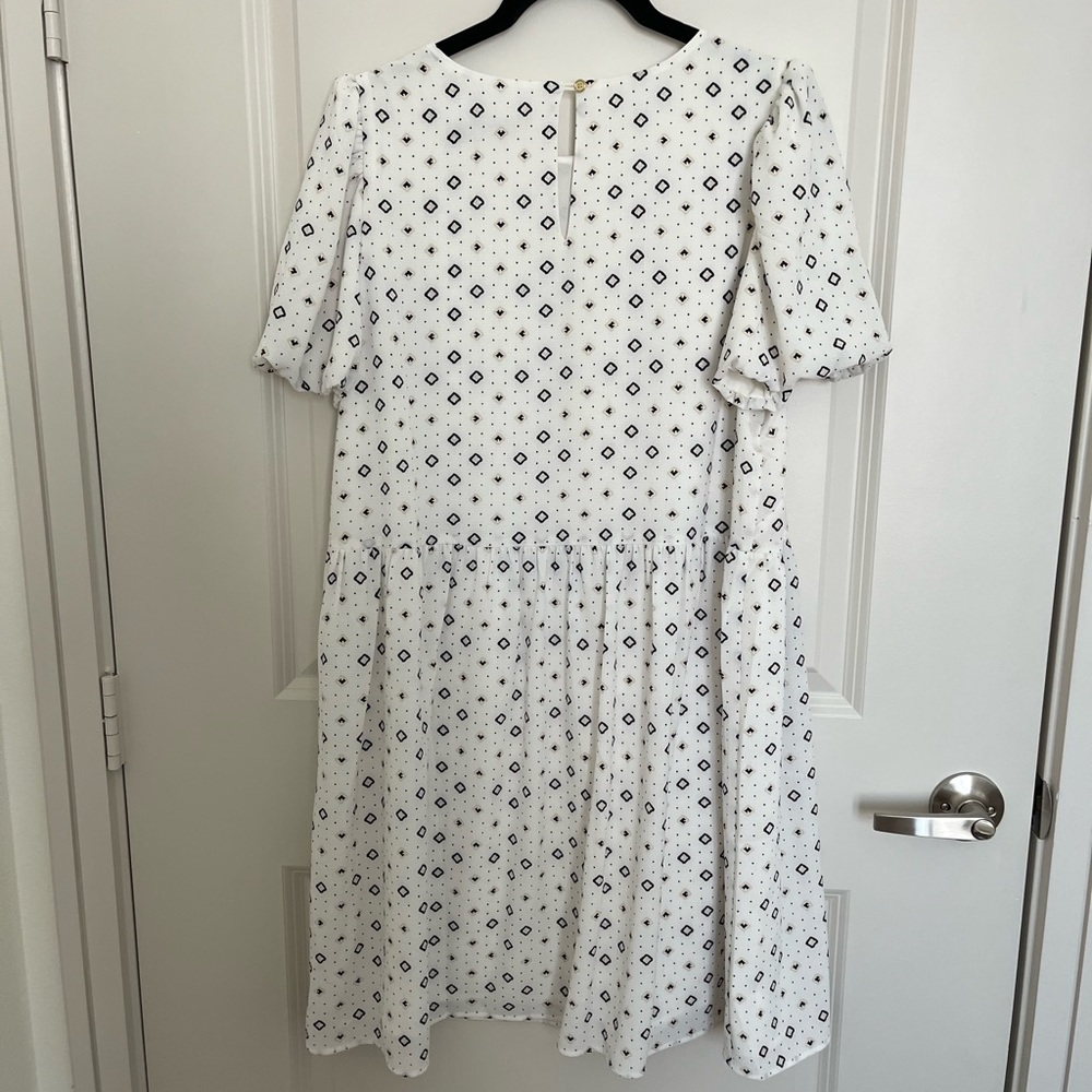 White Patterned Dress LOFT